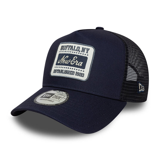 New Era A-Frame Trucker Cap - NE Patch - Navy Blue