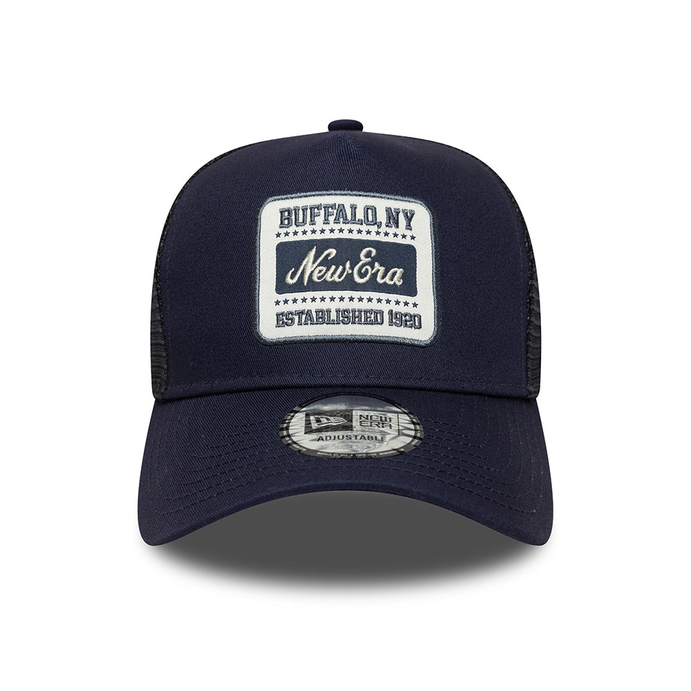 New Era A-Frame Trucker Cap - NE Patch - Navy Blue