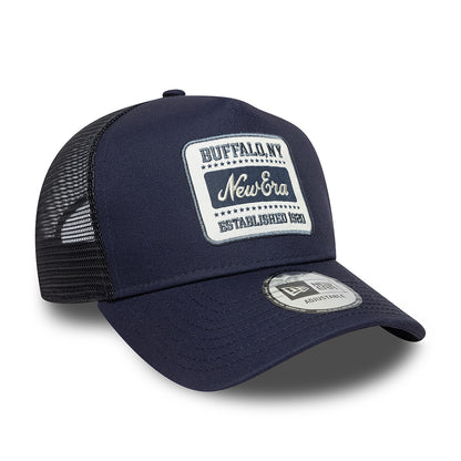 New Era A-Frame Trucker Cap - NE Patch - Navy Blue