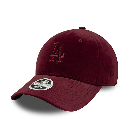 New Era Womens 9FORTY L.A. Dodgers Baseball Cap - MLB Velour Midi - Burgundy