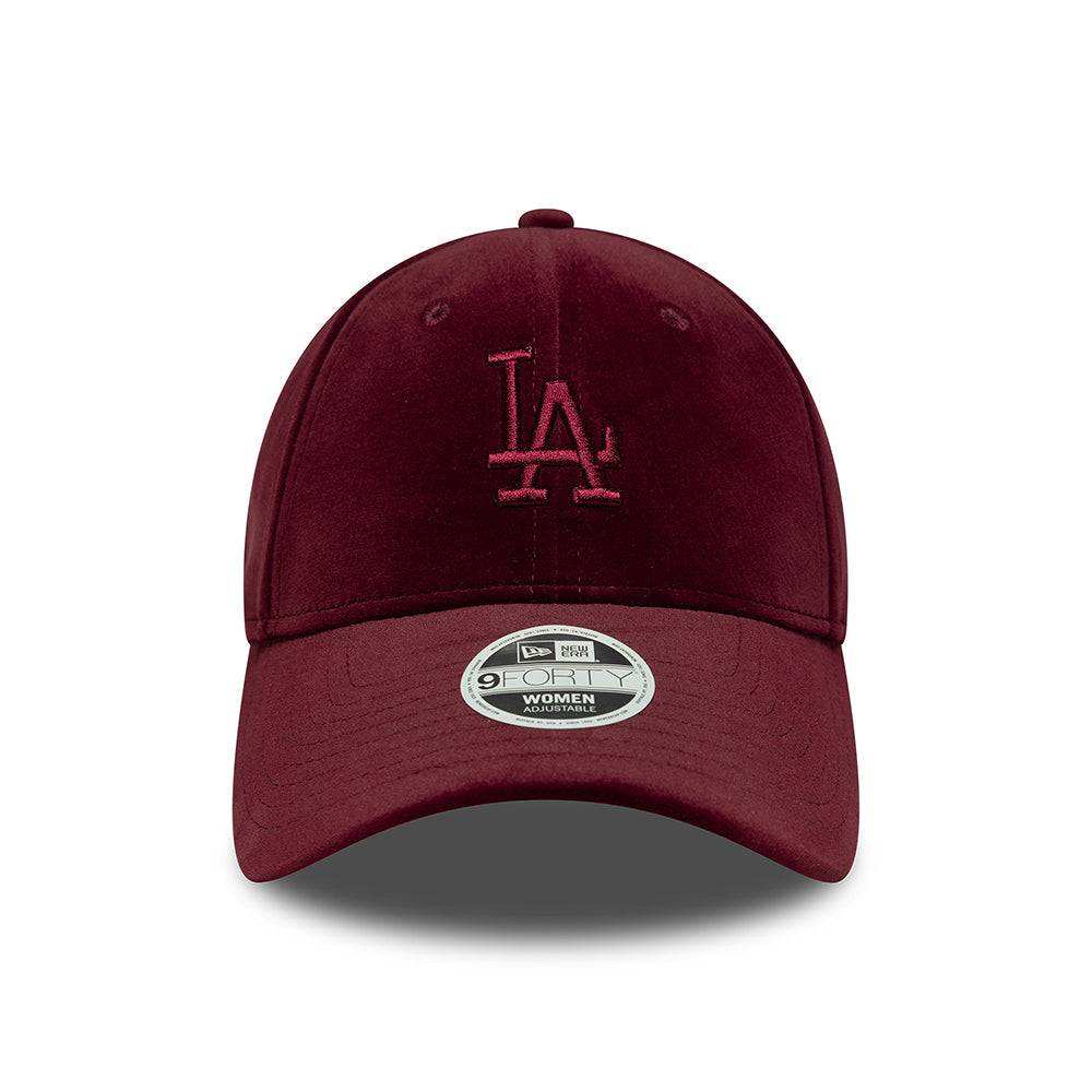New Era Womens 9FORTY L.A. Dodgers Baseball Cap - MLB Velour Midi - Burgundy