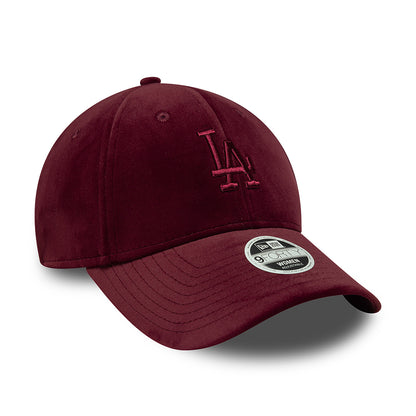 New Era Womens 9FORTY L.A. Dodgers Baseball Cap - MLB Velour Midi - Burgundy