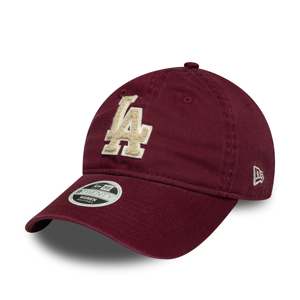 New Era Womens 9TWENTY L.A. Dodgers Baseball Cap - MLB Boucle - Burgundy-Cream