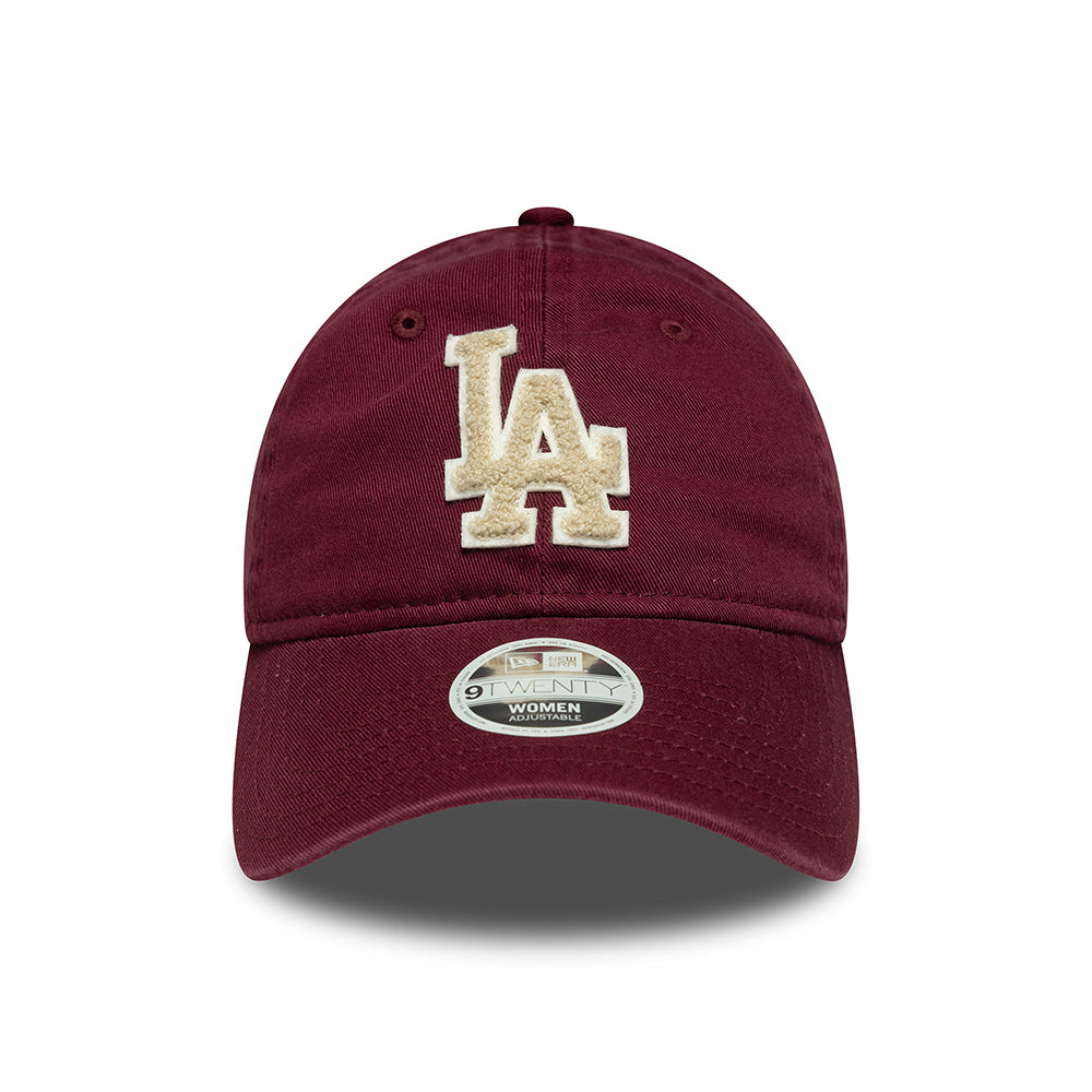 New Era Womens 9TWENTY L.A. Dodgers Baseball Cap - MLB Boucle - Burgundy-Cream