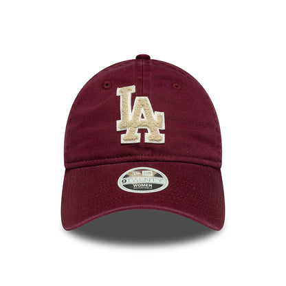 New Era Womens 9TWENTY L.A. Dodgers Baseball Cap - MLB Boucle - Burgundy-Cream