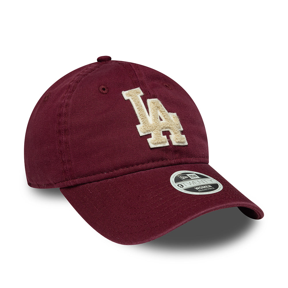 New Era Womens 9TWENTY L.A. Dodgers Baseball Cap - MLB Boucle - Burgundy-Cream