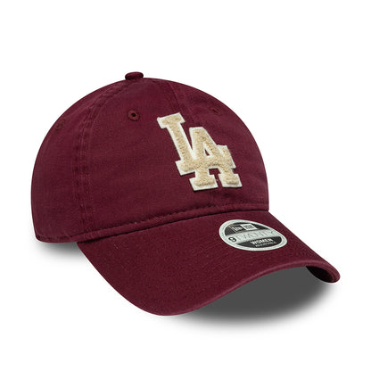 New Era Womens 9TWENTY L.A. Dodgers Baseball Cap - MLB Boucle - Burgundy-Cream