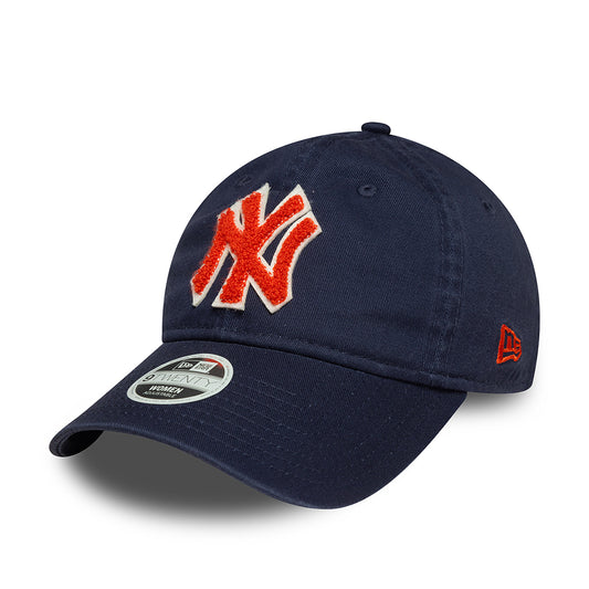 New Era Womens 9TWENTY New York Yankees Baseball Cap - MLB Boucle - Navy-Orange