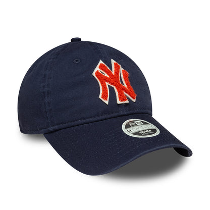 New Era Womens 9TWENTY New York Yankees Baseball Cap - MLB Boucle - Navy-Orange