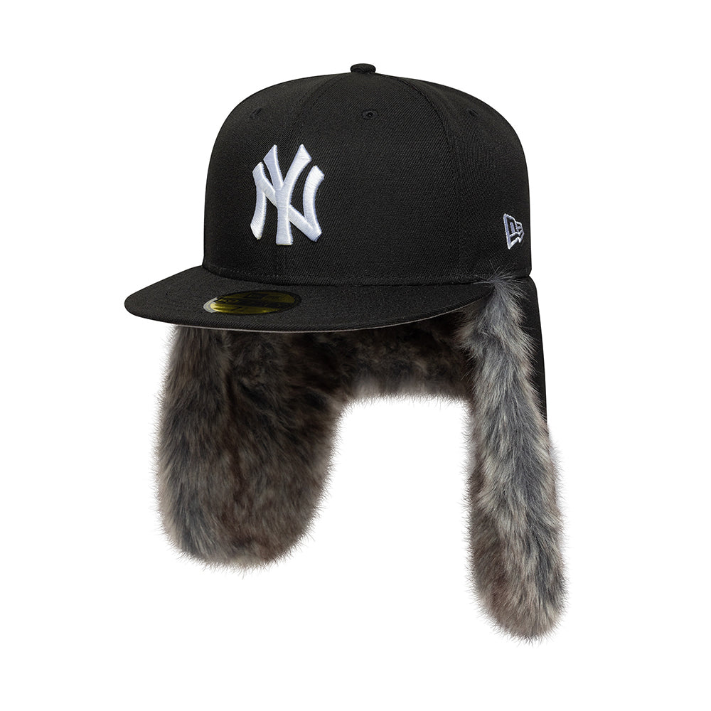 New Era 59FIFTY New York Yankees Baseball Cap with Earflaps - MLB World Series Dogear - Black