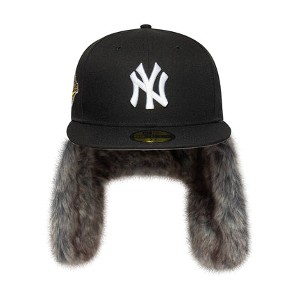 New Era 59FIFTY New York Yankees Baseball Cap with Earflaps - MLB World Series Dogear - Black