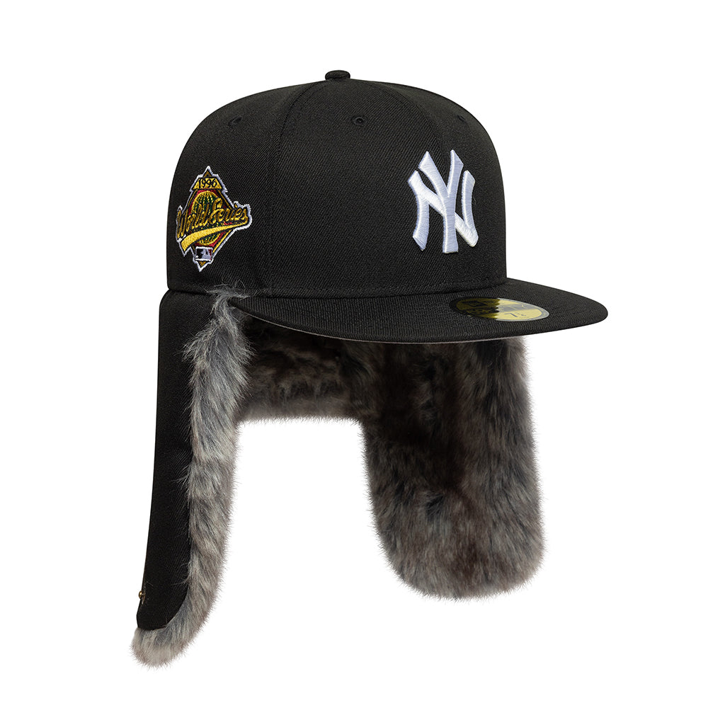 New Era 59FIFTY New York Yankees Baseball Cap with Earflaps - MLB World Series Dogear - Black