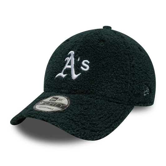 New Era 9FORTY Athletics Baseball Cap - MLB Winter Borg - Dark Green-White