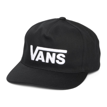 Vans Hats Drop V Logo Curved Brim Snapback Cap - Black-White