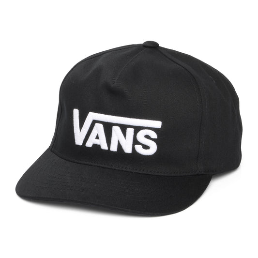 Vans Hats Drop V Logo Curved Brim Snapback Cap - Black-White