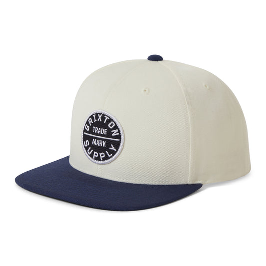 Brixton Hats Oath III Snapback Cap - Off White-Midnight Blue