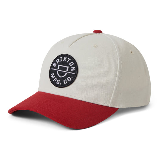 Brixton Hats Crest C NetPlus MP Snapback Cap - Off White-Red