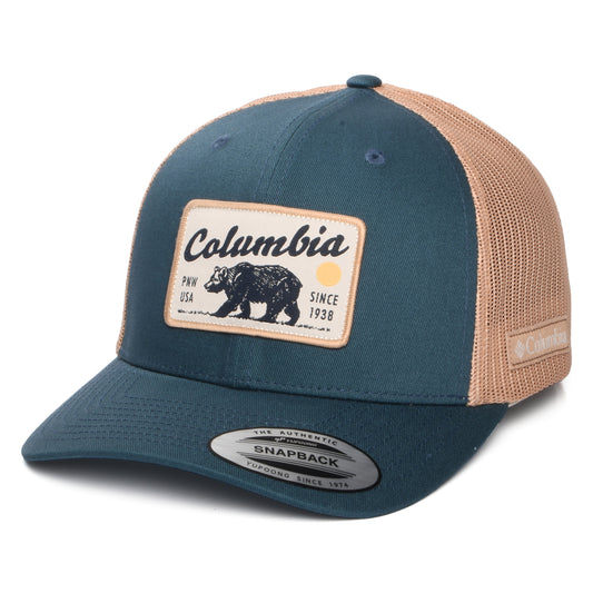 Columbia Hats Pacific Northwest Bear Mesh Trucker Cap - Teal-Sand