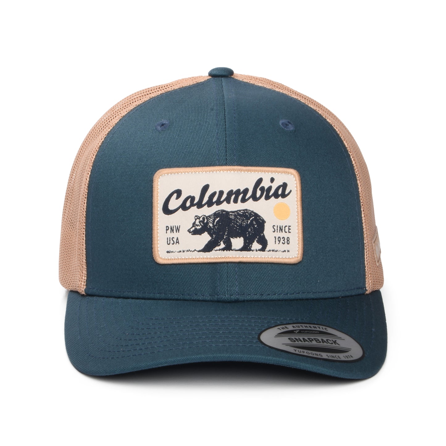 Columbia Hats Pacific Northwest Bear Mesh Trucker Cap - Teal-Sand