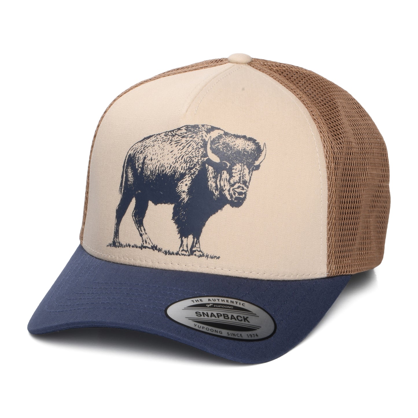 Columbia Hats Delta Buffalo Roam Road Ready Trucker Cap - Beige-Brown-Navy