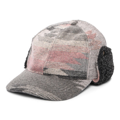 Scala Hats Sapos Aztec Print Baseball Cap with Earflaps - Grey-Multi