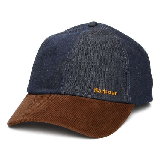 Barbour Hats Mya Showerproof Denim-Corduroy Baseball Cap - Indigo-Brown