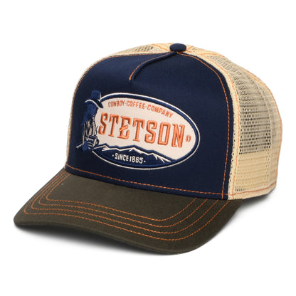Stetson Hats Cowboy Coffee Trucker Cap - Navy-Olive-Off White