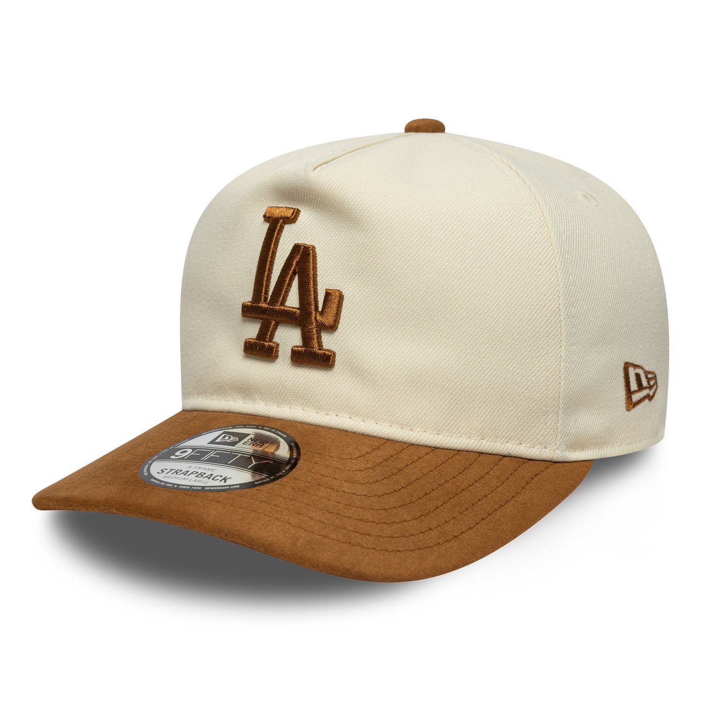 New Era 9FIFTY L.A. Dodgers A-Frame Baseball Cap - MLB Suede Visor - Cream-Ochre