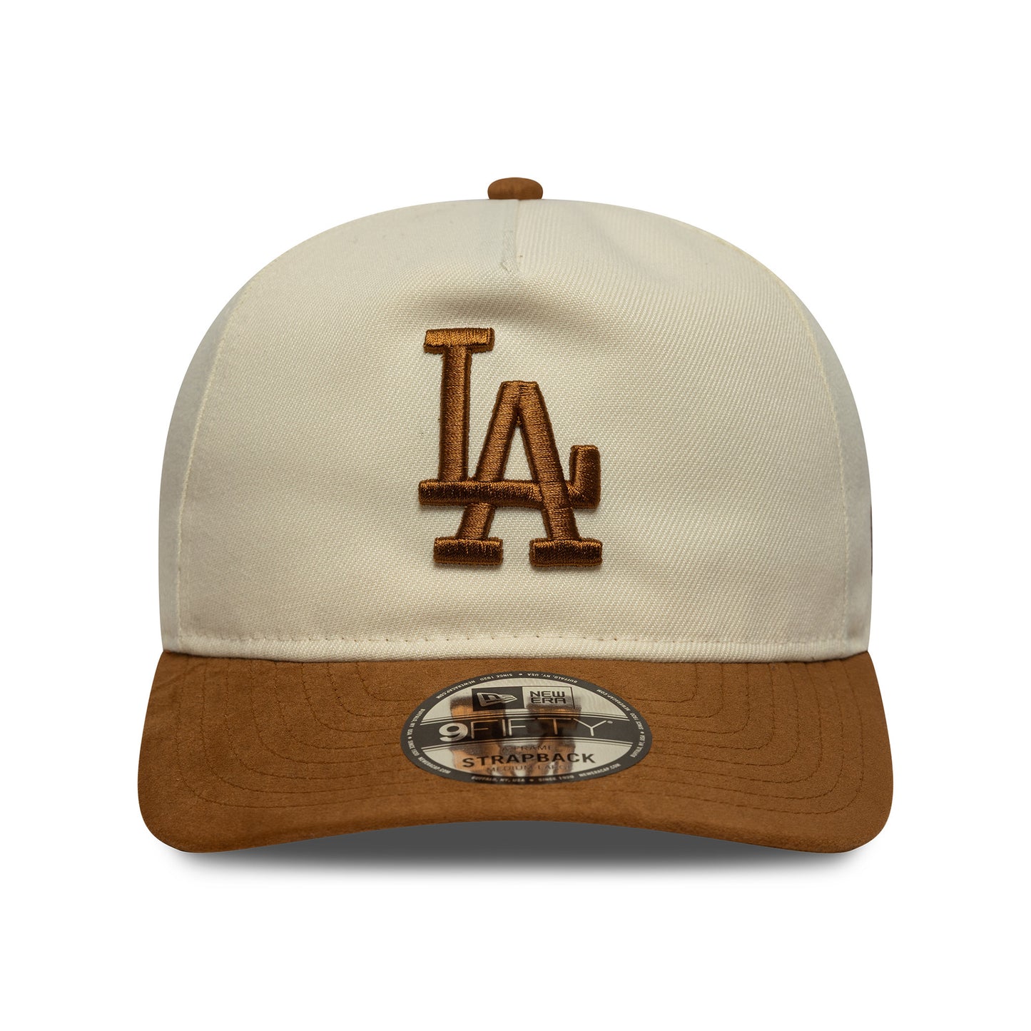New Era 9FIFTY L.A. Dodgers A-Frame Baseball Cap - MLB Suede Visor - Cream-Ochre