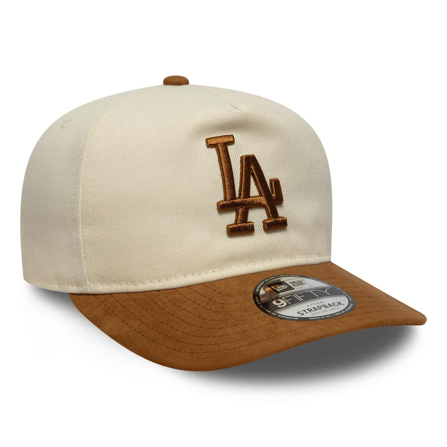 New Era 9FIFTY L.A. Dodgers A-Frame Baseball Cap - MLB Suede Visor - Cream-Ochre