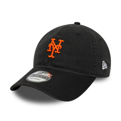 New Era 9TWENTY New York Mets Baseball Cap - MLB Washed Script - Black-Orange