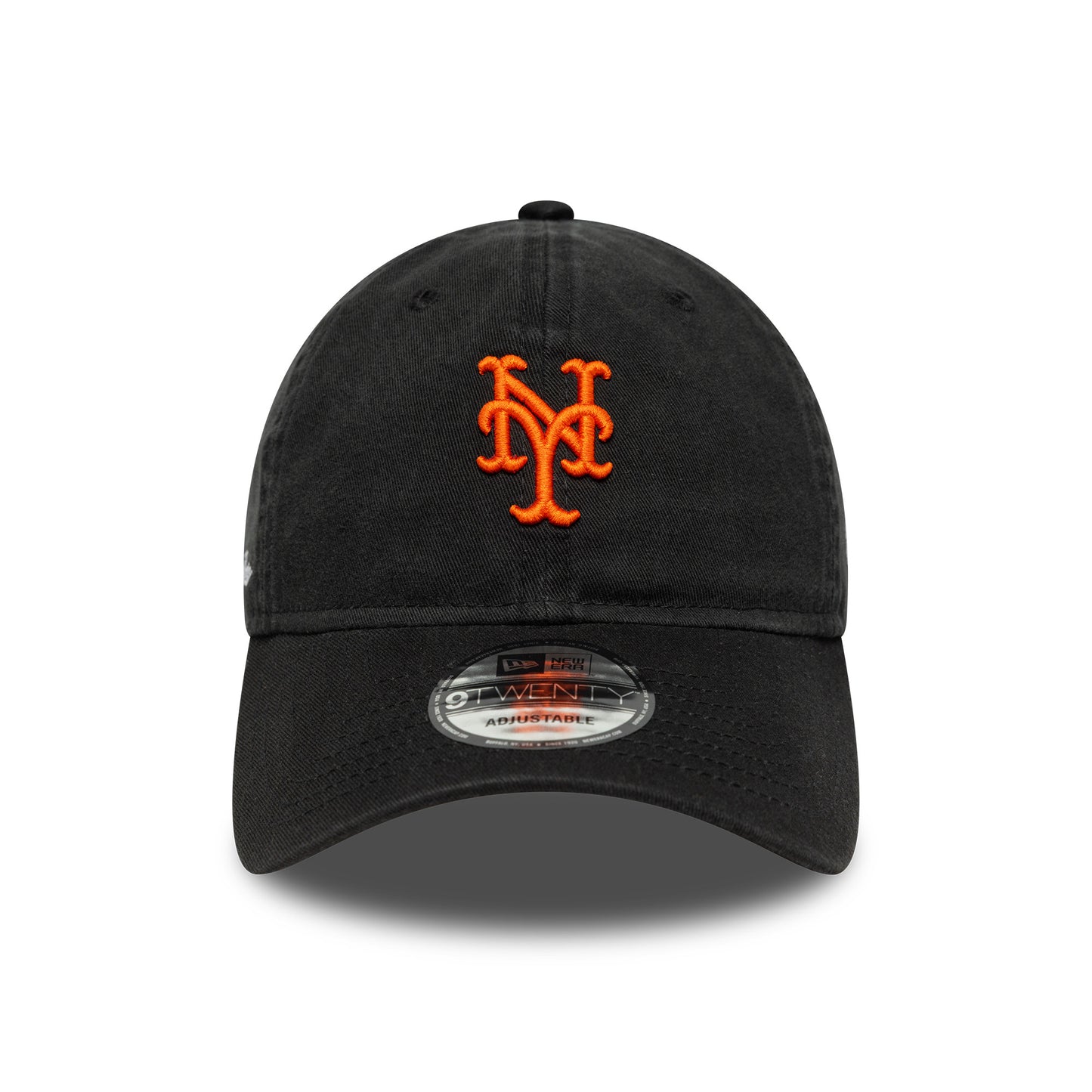 New Era 9TWENTY New York Mets Baseball Cap - MLB Washed Script - Black-Orange