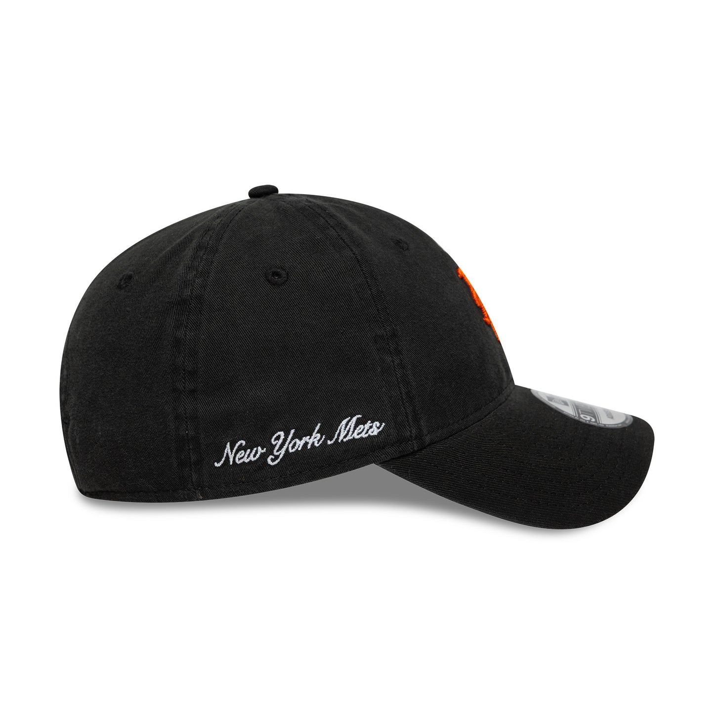 New Era 9TWENTY New York Mets Baseball Cap - MLB Washed Script - Black-Orange