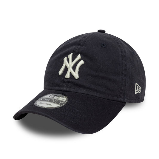 New Era 9TWENTY New York Yankees Baseball Cap - MLB Washed Script - Navy-White