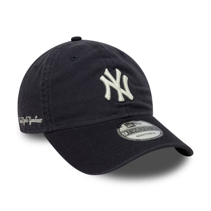 New Era 9TWENTY New York Yankees Baseball Cap - MLB Washed Script - Navy-White