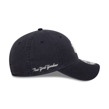 New Era 9TWENTY New York Yankees Baseball Cap - MLB Washed Script - Navy-White