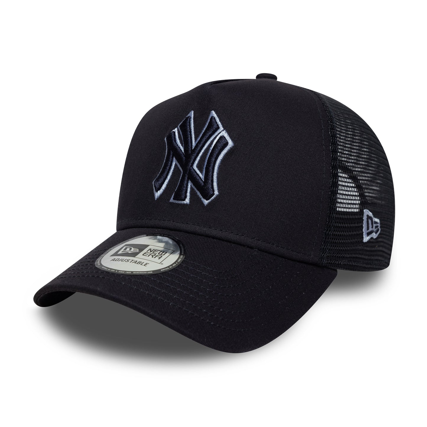 New Era New York Yankees A-Frame Trucker Cap - MLB Outline - Navy-Light Blue
