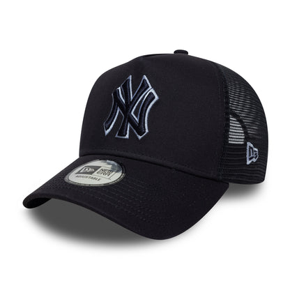 New Era New York Yankees A-Frame Trucker Cap - MLB Outline - Navy-Light Blue