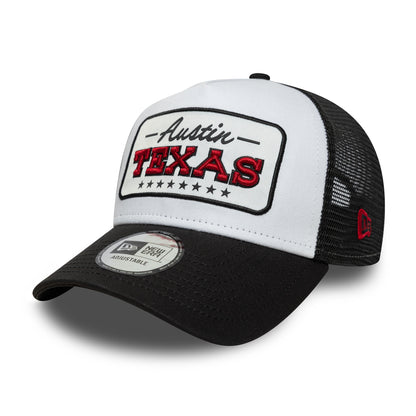 New Era Austin A-Frame Trucker Cap - Location Patch - White-Black