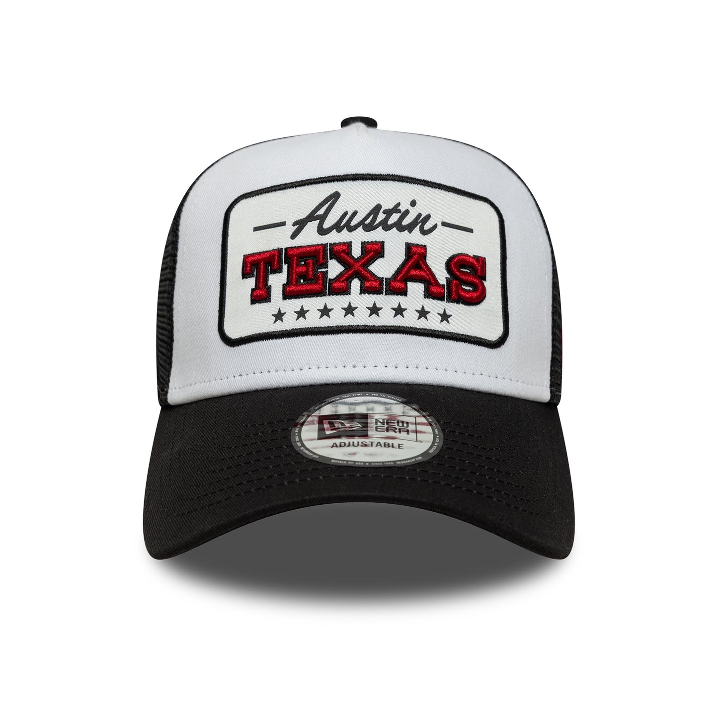 New Era Austin A-Frame Trucker Cap - Location Patch - White-Black