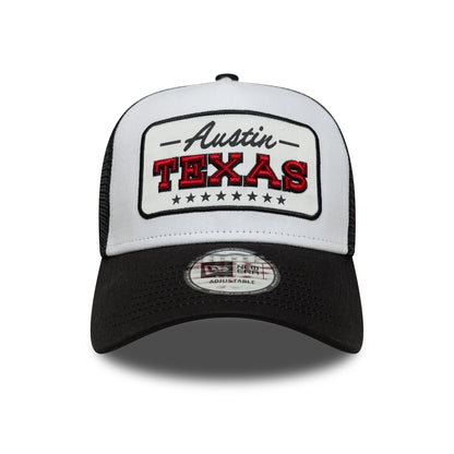 New Era Austin A-Frame Trucker Cap - Location Patch - White-Black