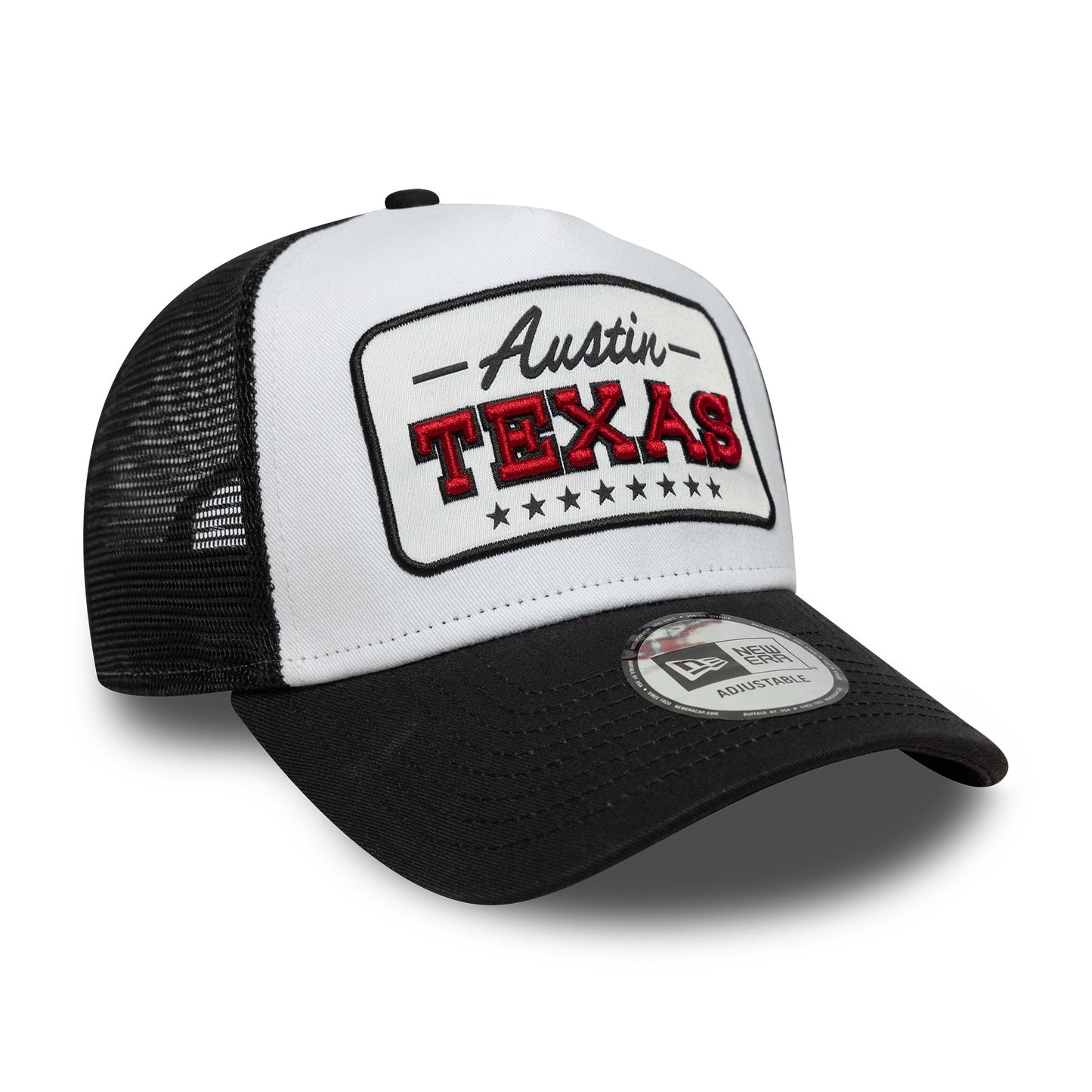 New Era Austin A-Frame Trucker Cap - Location Patch - White-Black