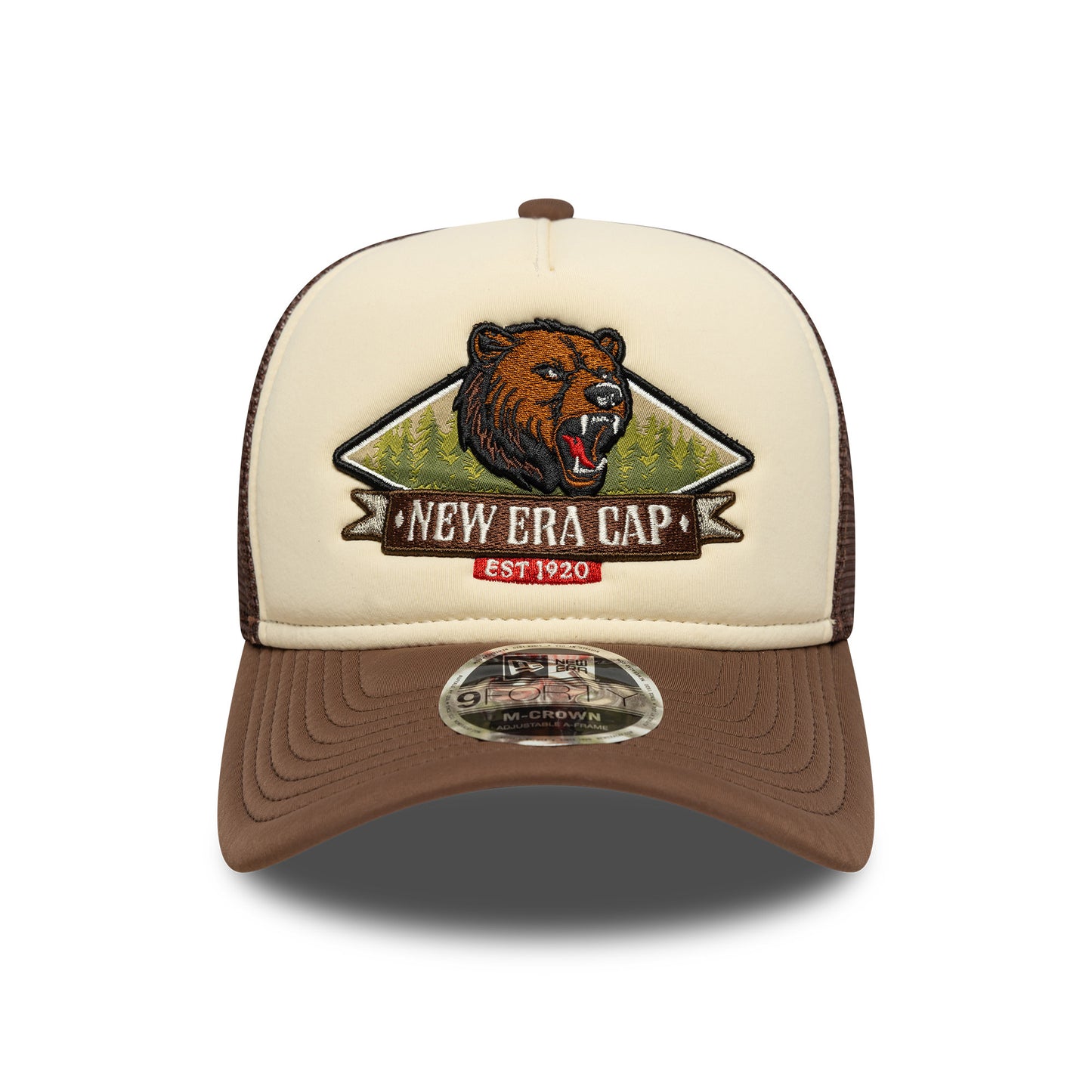 New Era 9FORTY M-Crown A-Frame Trucker Cap - NE Graphic - Cream-Chocolate