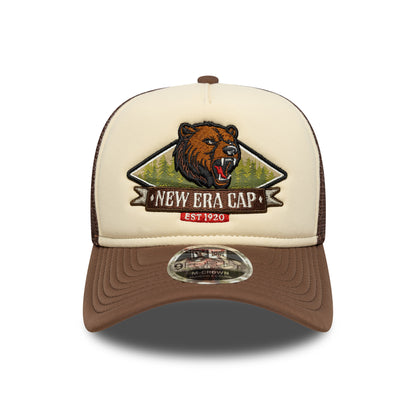 New Era 9FORTY M-Crown A-Frame Trucker Cap - NE Graphic - Cream-Chocolate