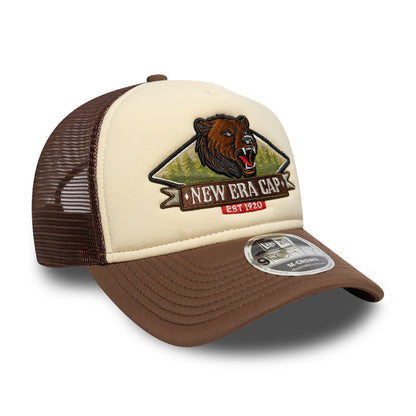 New Era 9FORTY M-Crown A-Frame Trucker Cap - NE Graphic - Cream-Chocolate