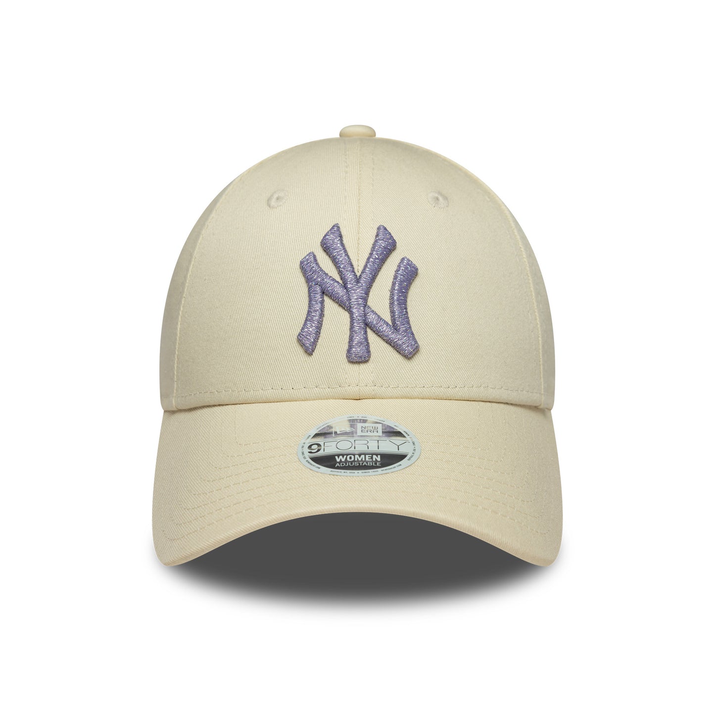 New Era Womens 9FORTY New York Yankees Baseball Cap - MLB Metallic Logo - Cream-Lavender