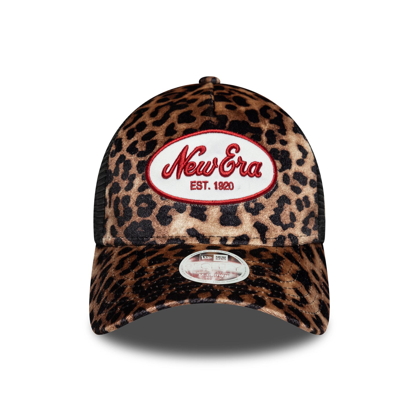 New Era Womens 9FORTY M-Crown A-Frame Trucker Cap - NE Leopard - Light Brown-Black