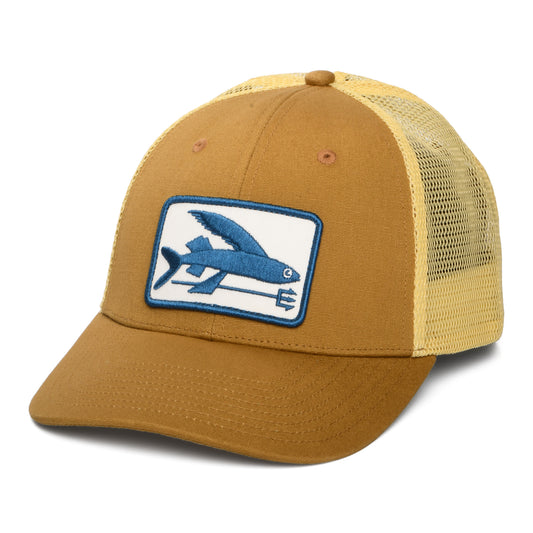 Patagonia Hats Flying Fish LoPro Trucker Cap - Dark Tan-Yellow