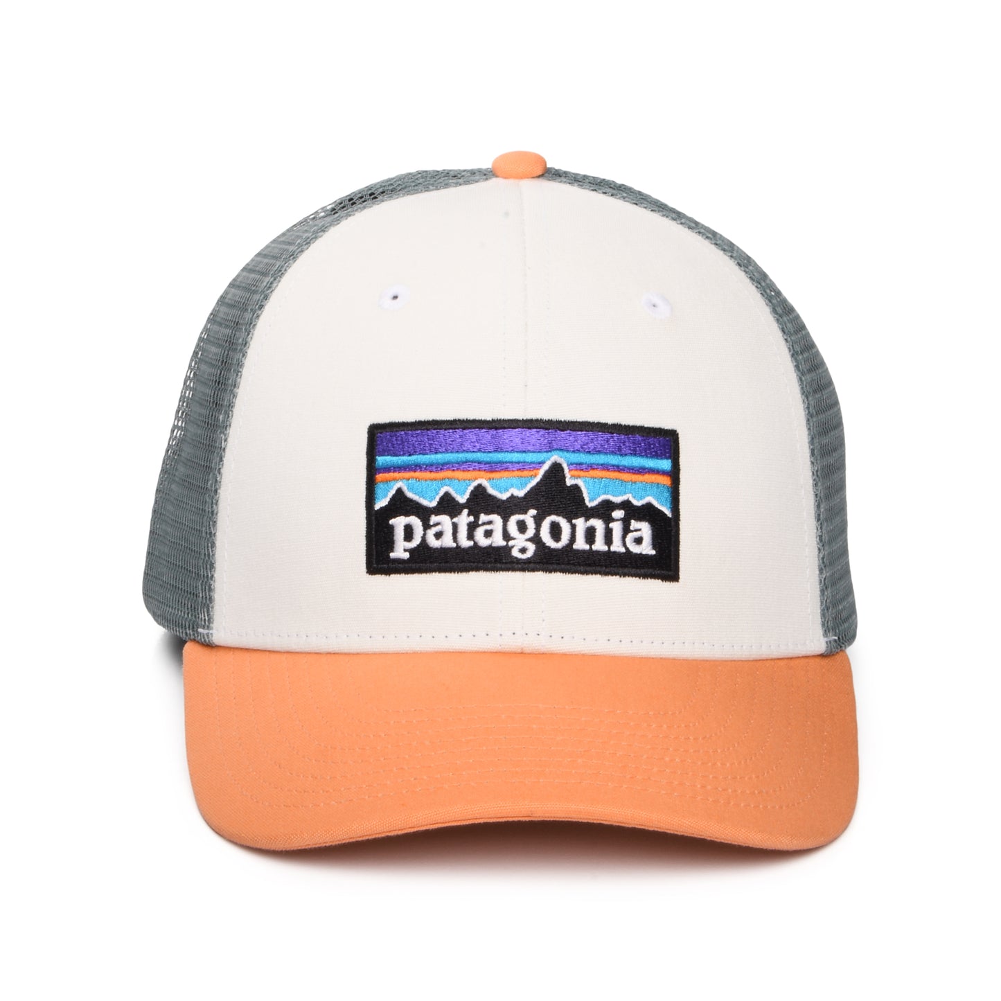 Patagonia Hats P-6 Logo Organic Cotton LoPro Trucker Cap - White-Peach-Slate Blue