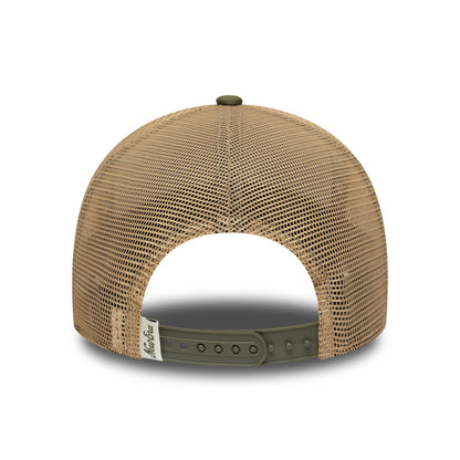 New Era 9FORTY M-Crown A-Frame Trucker Cap - Contrast Patch - Stone-Olive
